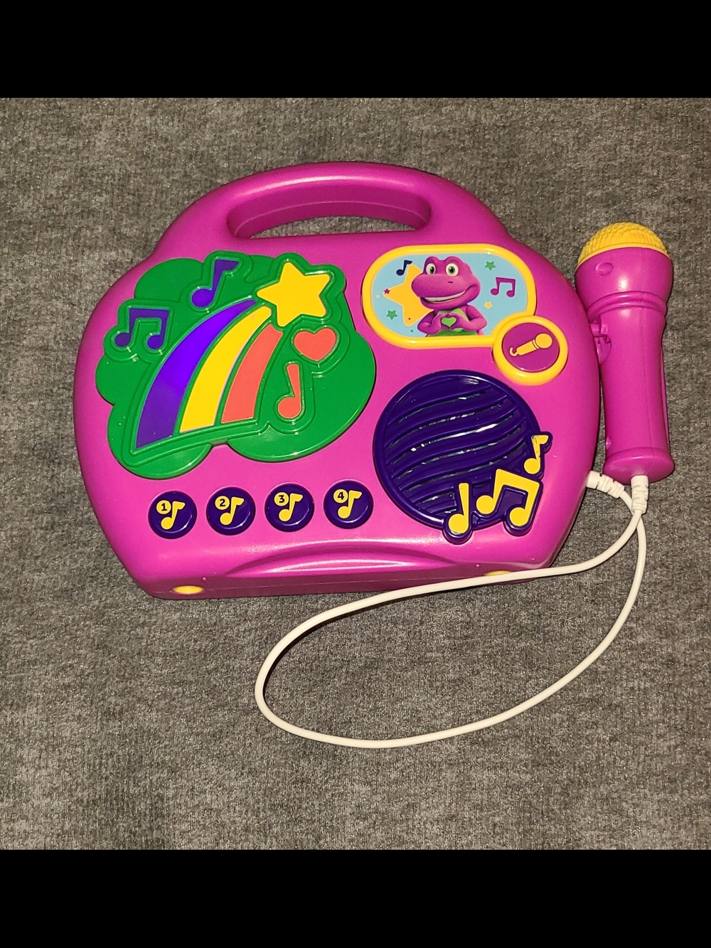 Barney Sing Along Boombox, Includes Microphone and Built-in Music, Tested Works
